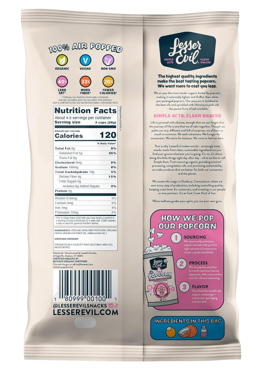 Lesser Evil Himalayan Pink Salt Popcorn