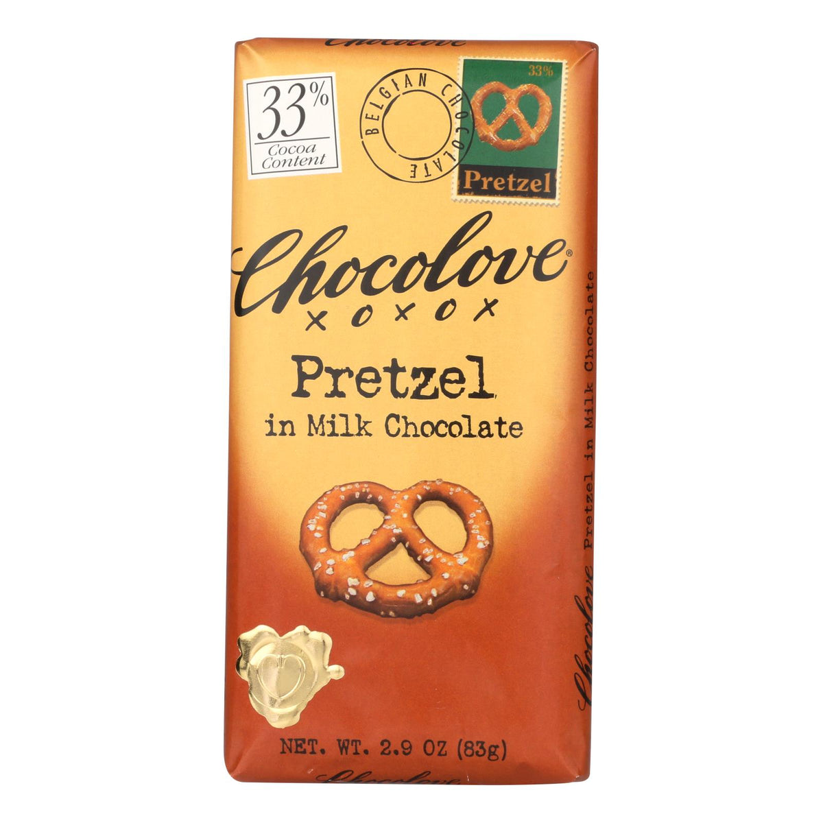 Chocolove xoxox Milk Chocolate with Pretzels Chocolate Bar