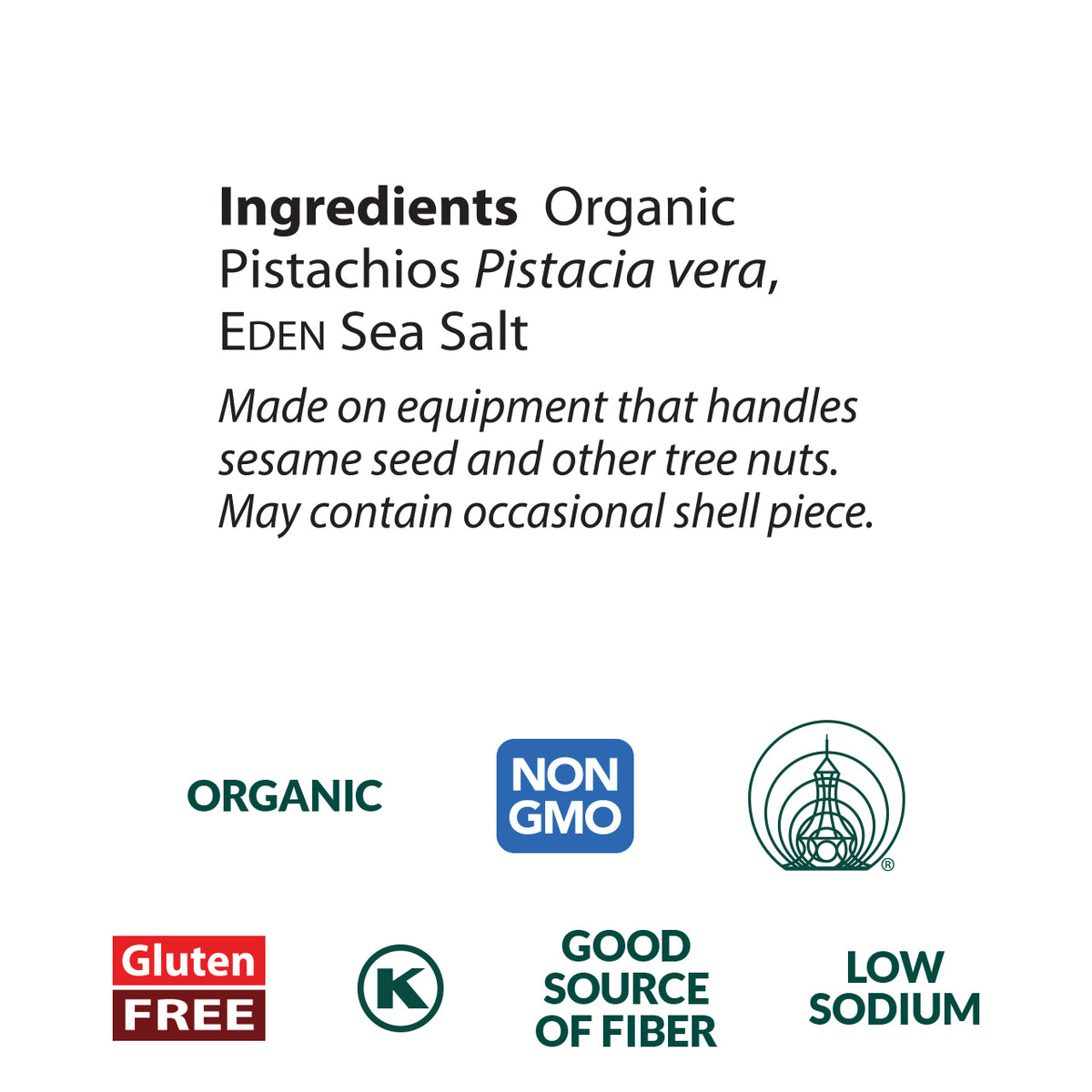 Eden Foods Shelled and Roasted Pistachios Snack Pack Healthy Snack