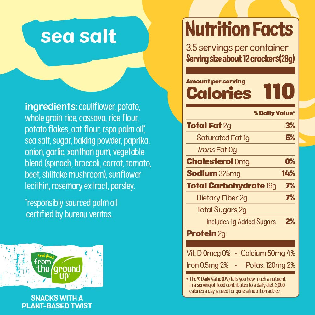 From the Ground Up Sea Salt Cauliflower Snacking Crackers Healthy