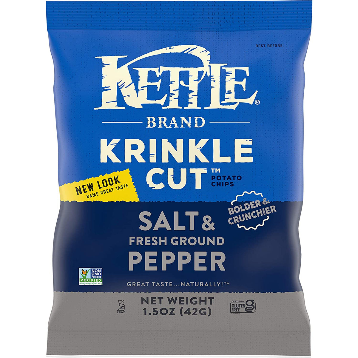 Kettle Brand Krinkle Cut Salt & Fresh Ground Pepper Potato Chips - 24 count