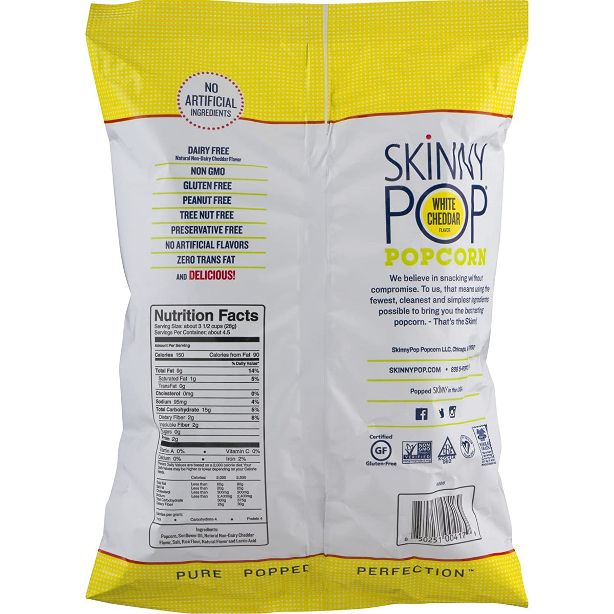 Skinny Pop White Cheddar Popcorn Healthy Snack Solutions