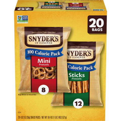 Snyder's of Hanover Mini and Stick Pretzels Variety Pack - 80 Count