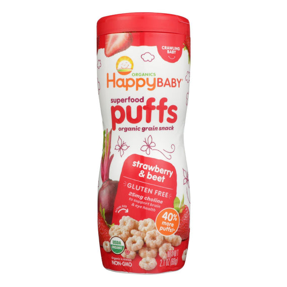 Happy Bites Organic Puffs - Strawberry Puffs