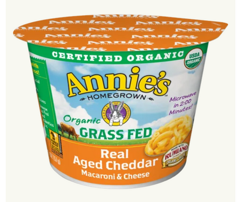 Annie's Homegrown Organic Grass Fed Real Aged Cheddar Microwavable Mac & Cheese Cup