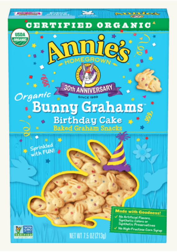 Annie's Homegrown Organic Birthday Cake Bunny Grahams – Healthy