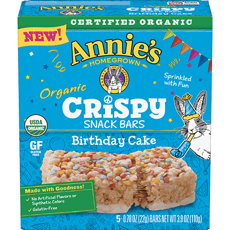 Annie's Homegrown Organic Birthday Cake Crispy Snack Bar