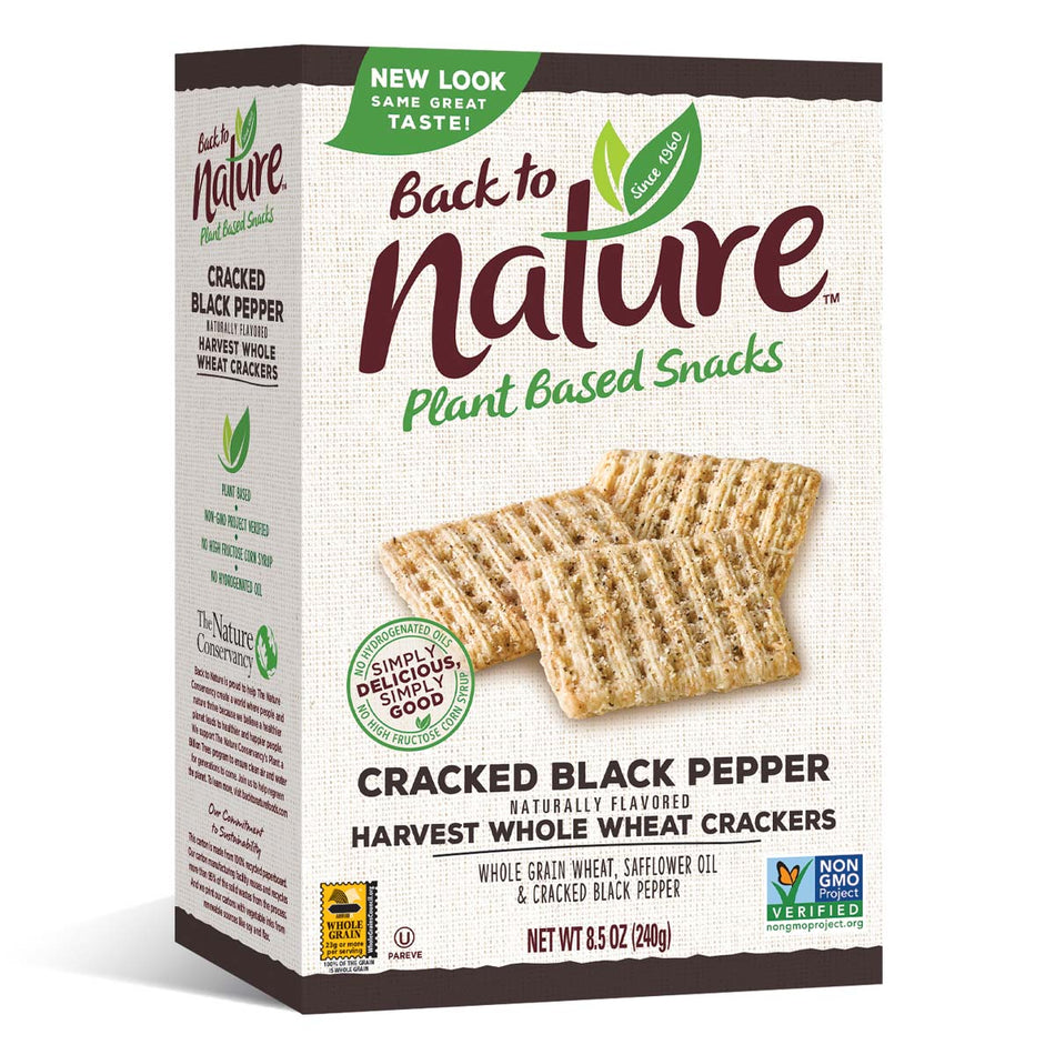 Back To Nature Cracked Black Pepper Harvest Whole Wheat Crackers