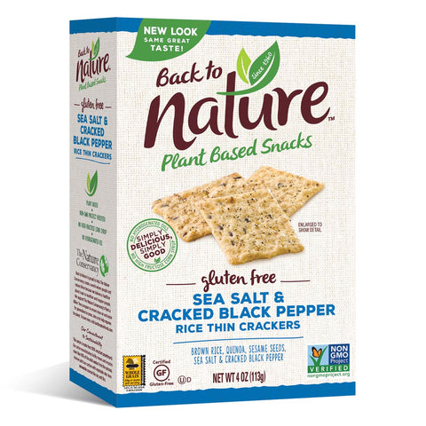 Back To Nature Sea Salt & Cracked Black Pepper Rice Thin Crackers (Gluten Free)