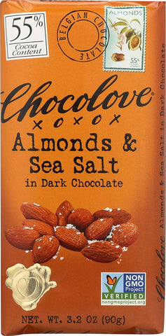 Chocolove xoxox - Dark Chocolate, Almonds & Sea Salt Chocolate Bar