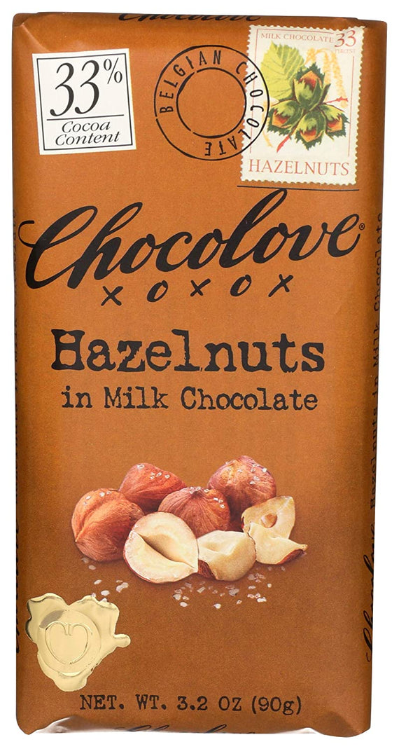 Chocolove xoxox Milk Chocolate with Hazelnuts Chocolate Bar