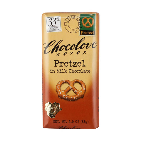 Chocolove xoxox Milk Chocolate with Pretzels Chocolate Bar