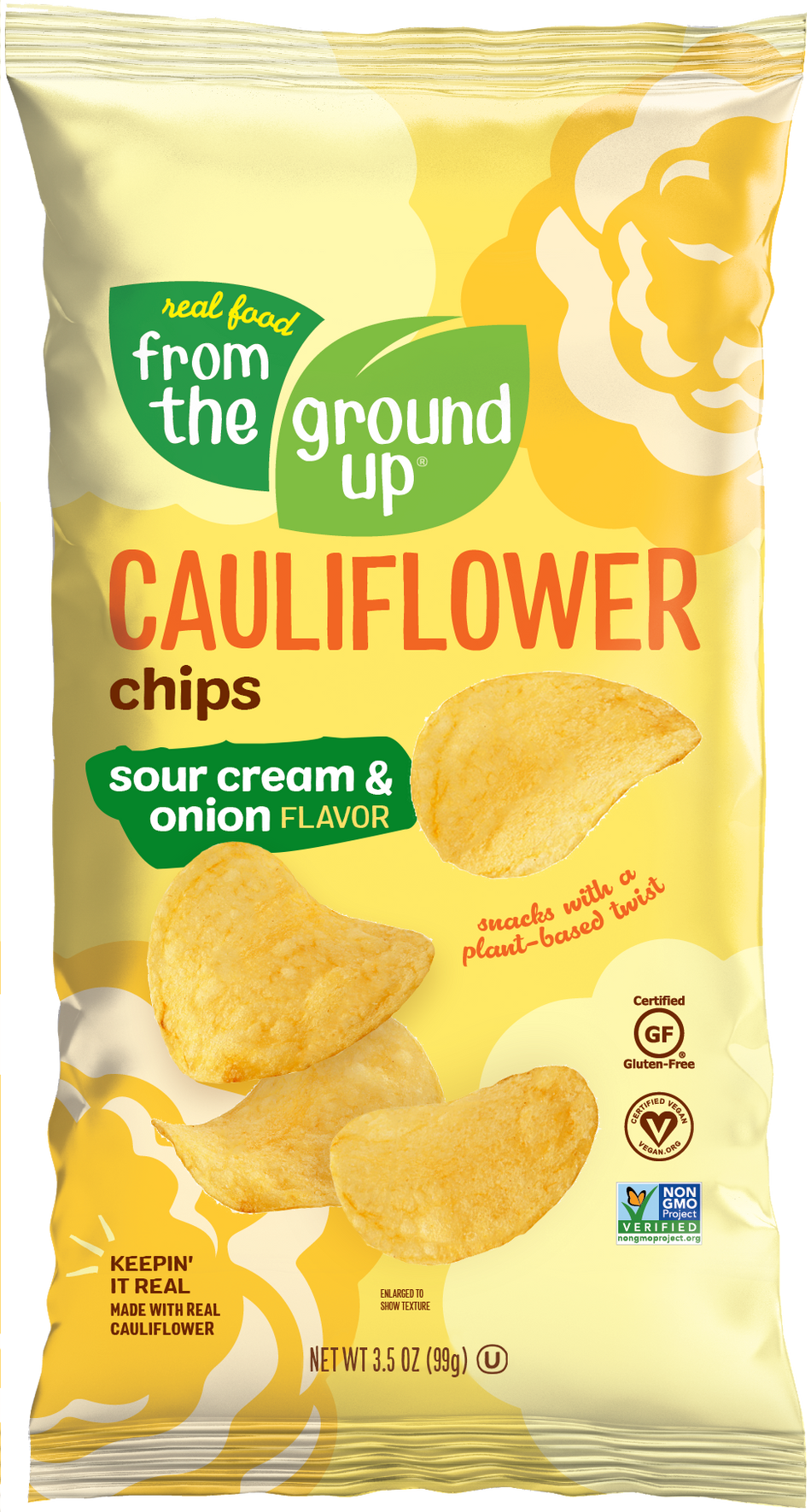 From the Ground Up Sour Cream & Onion Cauliflower Chips