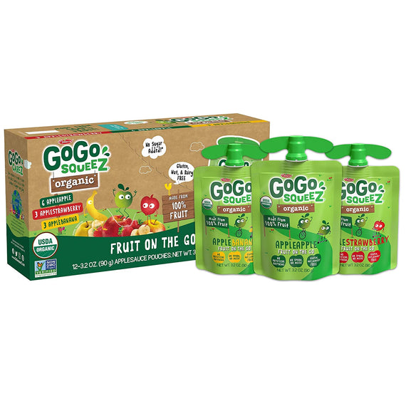 GoGo Squeez Apple, Banana and Strawberry Variety Organic Apple Sauce - 72 count
