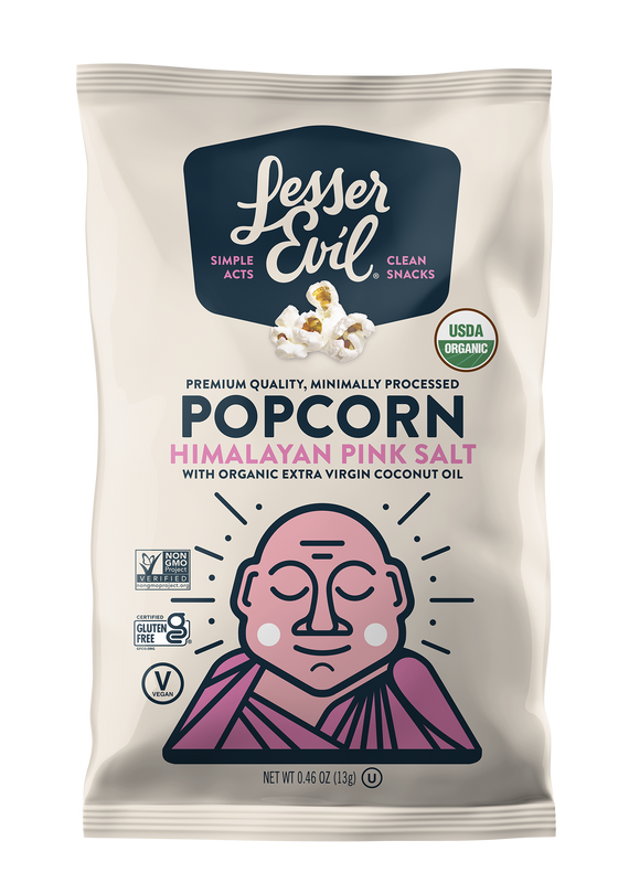 Lesser Evil Himalayan Pink Salt Popcorn - Snack Pack: 60 Count