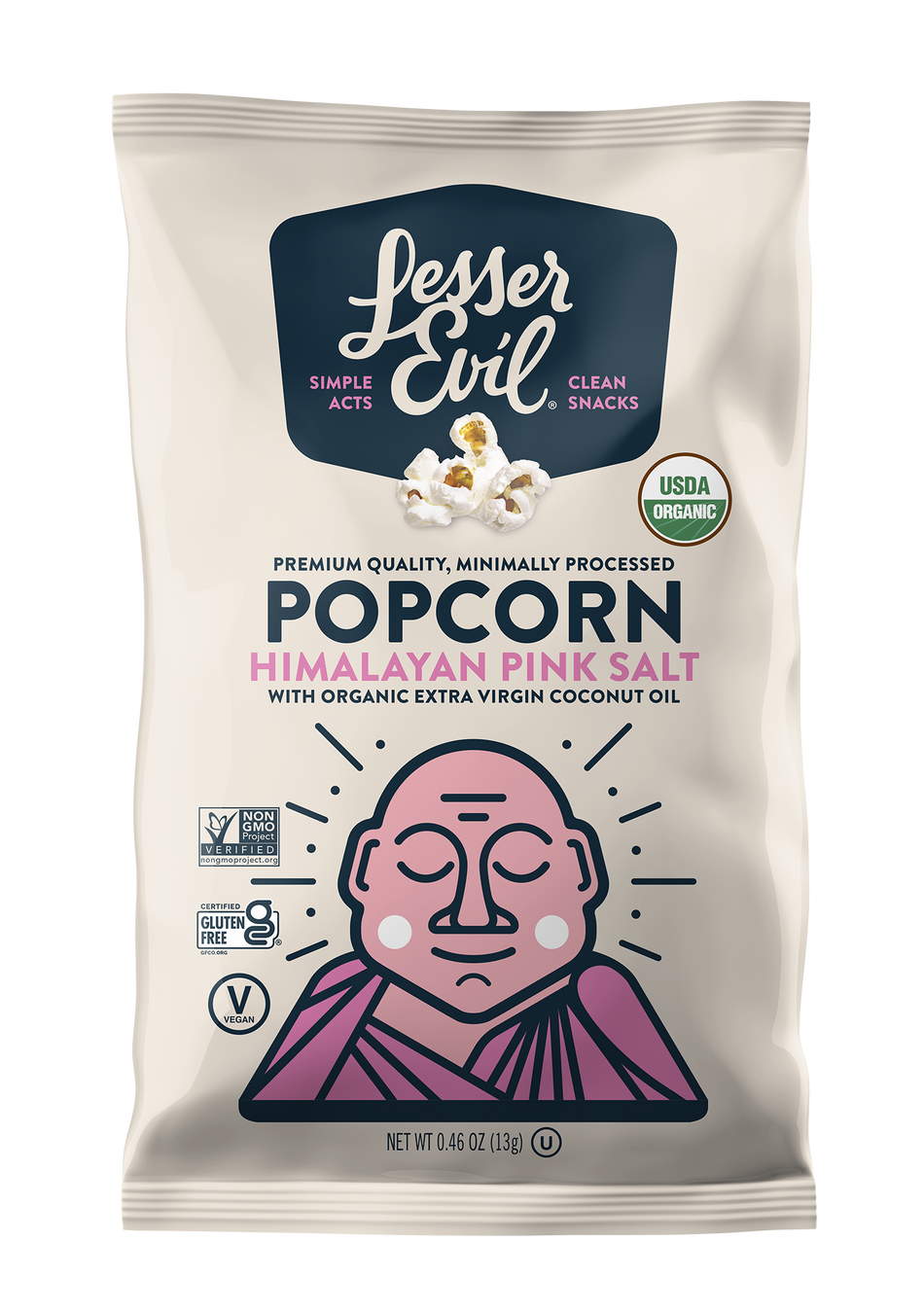 Lesser Evil Himalayan Pink Salt Popcorn - Snack Pack: 60 Count